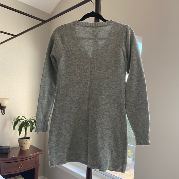 Grey Button V-Neck Sweater/Dress - Picture 2 of 5